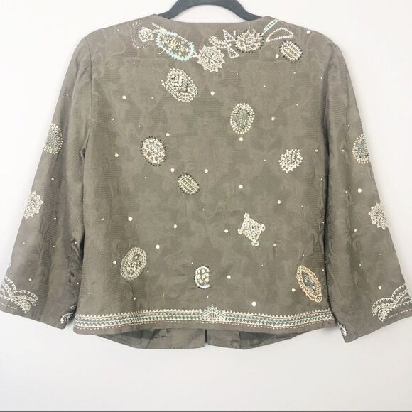 NIC + ZOE | Tan Embellished Embroidered Jacket Women’s Size Medium - Picture 5 of 5